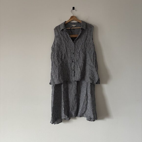 Eileen Fisher Organic Linen Gingham Skirt/top Set Women’s 1X cottage Ethical - Picture 11 of 16